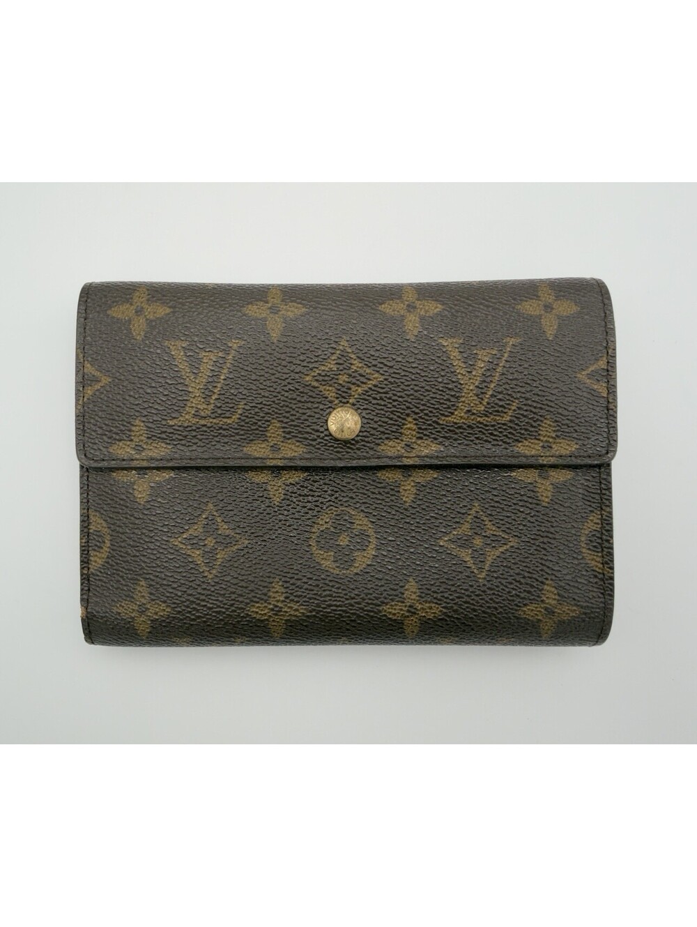 Authentic Louis Vuitton Brown Monogram Porte Tresor Etui Papiers Trifold Wallet